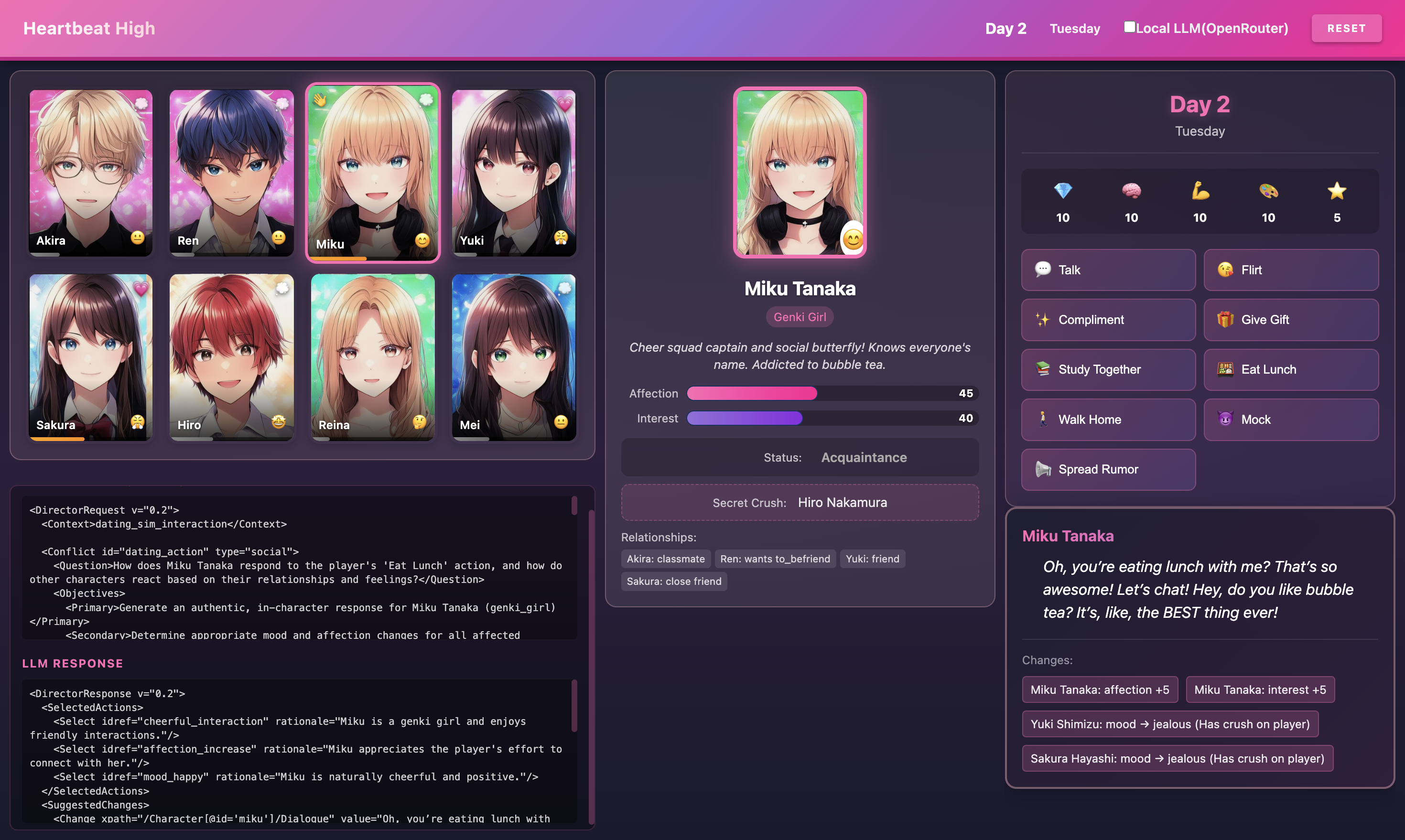 Heartbeat High - Social sim powered by Director